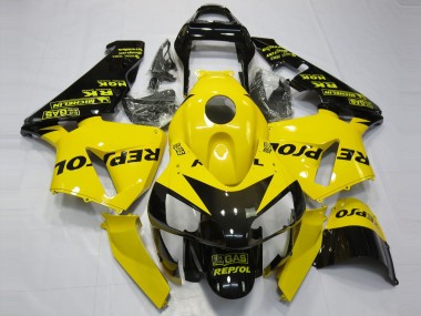 Mejores Carenados Moto Honda CBR600RR 2003-2004 - Amarillo Negro Brillante Repsol