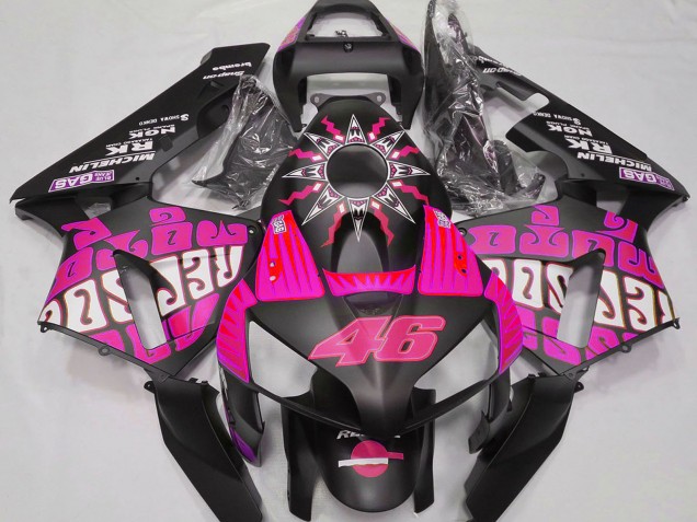 Mejores Carenados Moto Honda CBR600RR 2003-2004 - Hot Rosa Negro Brillante Rossi Repsol