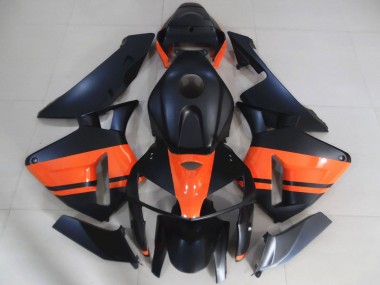 Mejores Carenados Moto Honda CBR600RR 2005-2006 - Negro Mate Naranja Brillante