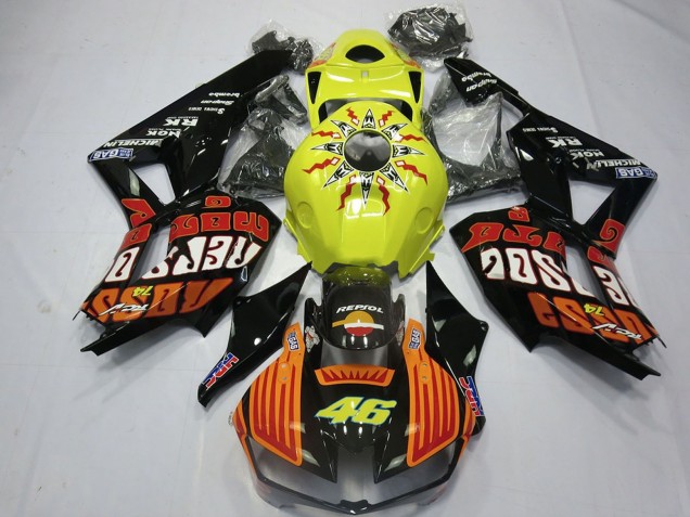 Mejores Carenados Moto Honda CBR600RR 2013-2026 - Amarillo Naranja Negro Brillante Rossi 46