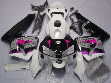 Mejores Carenados Moto Honda CBR600RR 2005-2006 - Rosa Splatter on Negro Brillante