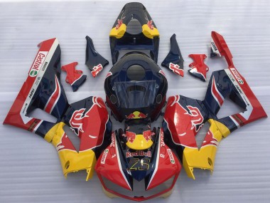 Mejores Carenados Moto Honda CBR600RR 2013-2023 - Azul Oscuro Amarillo Rojo Bull