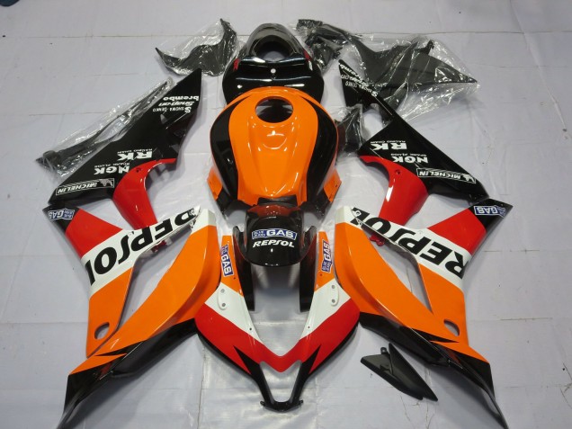 Mejores Carenado Moto Honda CBR600RR 2007-2008 - Naranja Blanco Rojo Negro Brillante Repsol