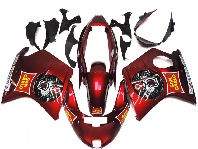 Mejores Carenados Moto Honda CBR1100XX Blackbird 1996-2007 - Rojo Amarillo San Carlo