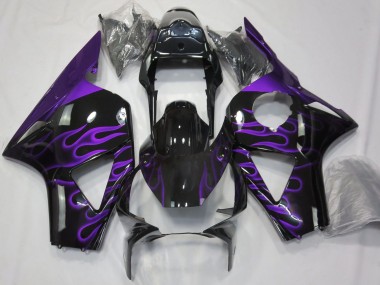 Mejores Carenados Moto Honda CBR954RR 2002-2003 - Negro Brillante Púrpura Llama