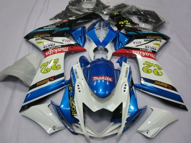 Mejores Carenados Moto Suzuki GSXR 1000 2007-2008 - Blanco Azul Rojo Negro Motul 22