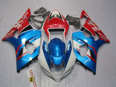 Mejores Carenados Moto Suzuki GSXR 1000 2003-2004 - Rojo Azul Blanco