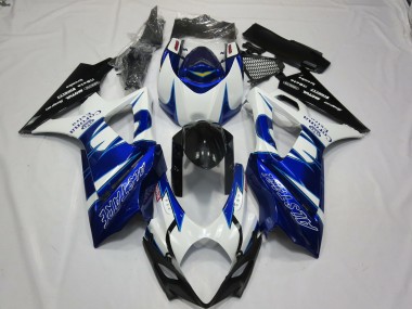 Mejores Carenados Moto Suzuki GSXR 1000 2007-2008 - Blanco Azul Negro Corona Alstare