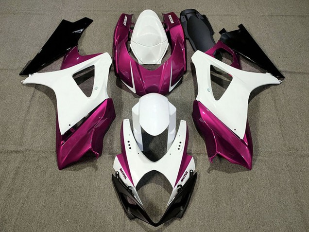 Mejores Carenados Moto Suzuki GSXR 1000 2007-2008 - Blanco Rosa Negro