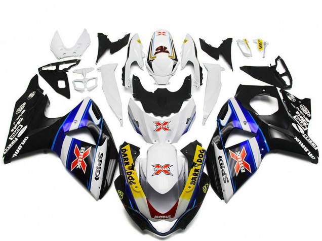 Mejores Carenados Moto Suzuki GSXR 1000 2009-2016 - Blanco Azul Negro SPIDI Dark Dog