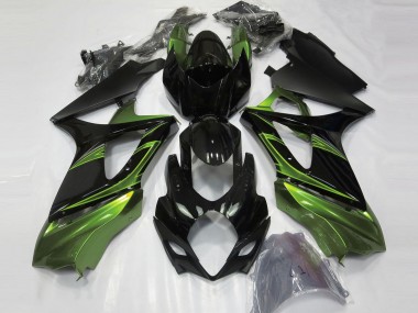 Mejores Carenados Moto Suzuki GSXR 1000 2007-2008 - Negro Brillante Verde