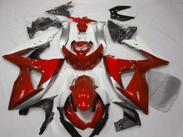 Mejores Carenados Moto Suzuki GSXR 1000 2009-2016 - Blanco Plata Rojo