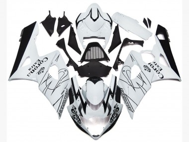 Mejores Carenados Moto Suzuki GSXR 1000 2005-2006 - Blanco Negro Corona OEM Estilo