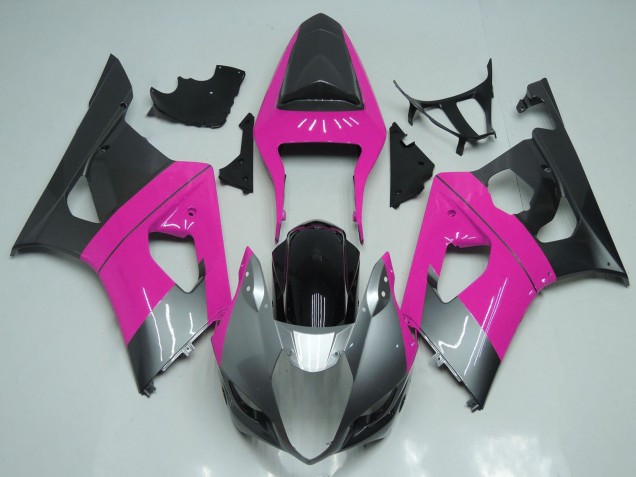 Mejores Carenados Moto Suzuki GSXR 1000 2003-2004 - Rosa Plata Negro