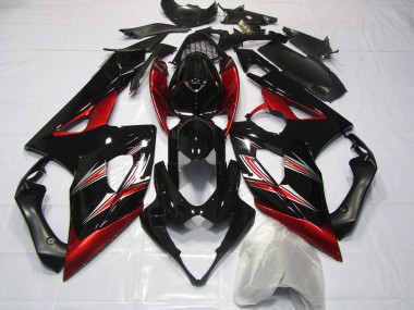 Mejores Carenados Moto Suzuki GSXR 1000 2005-2006 - Negro Brillante Rojo Flare