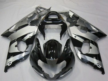 Mejores Carenados Moto Suzuki GSXR 1000 2000-2002 - Plata Negro Brillante
