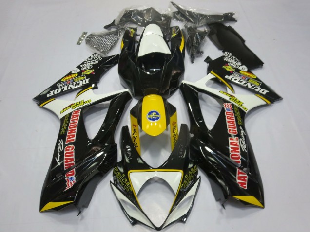 Mejores Carenados Moto Suzuki GSXR 1000 2007-2008 - Blanco Amarillo Rojo Negro Dunlop