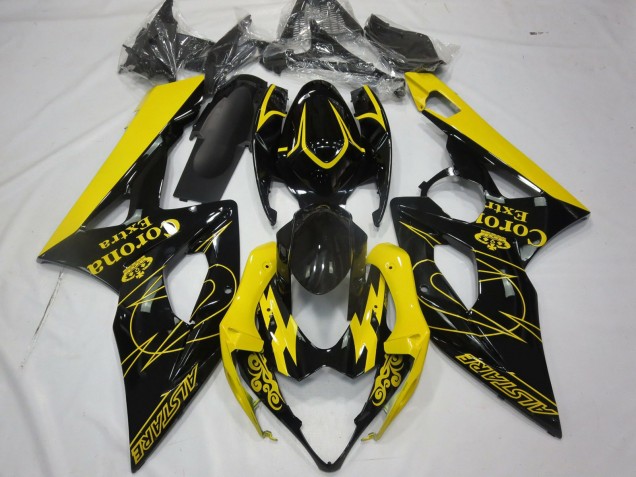 Mejores Carenados Moto Suzuki GSXR 1000 2005-2006 - Amarillo Negro Corona Alstare