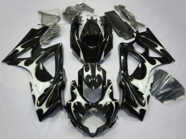 Mejores Carenados Moto Suzuki GSXR 600 / GSXR 750 2008-2010 - Negro Brillante Blanco