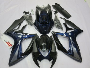Mejores Carenados Moto Suzuki GSXR 600 / GSXR 750 2006-2007 - Azul Gris Negro Raya