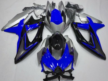 Mejores Carenados Moto Suzuki GSXR 600 / GSXR 750 2008-2010 - Plata Azul Negro Brillante
