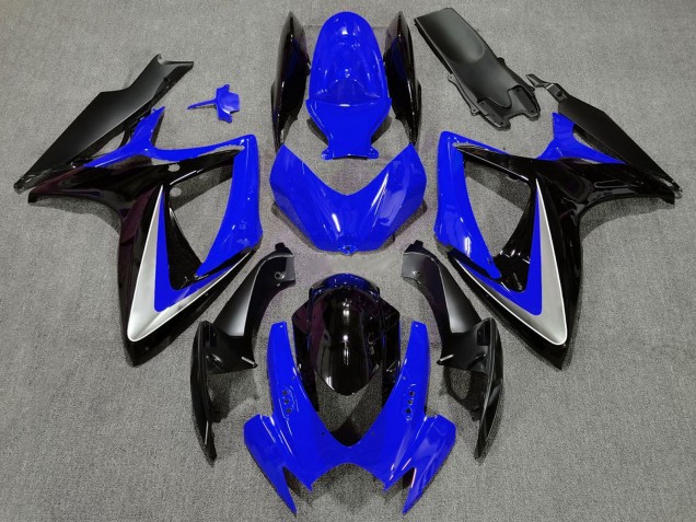 Mejores Carenado Moto Suzuki GSXR 600 / GSXR 750 2006-2007 - Azul Plata Negro Brillante OEM Estilo