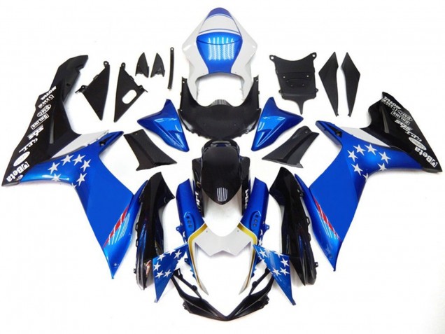 Mejores Carenados Moto Suzuki GSXR 600 / GSXR 750 2011-2024 - Azul Estilo Rojo Estrella