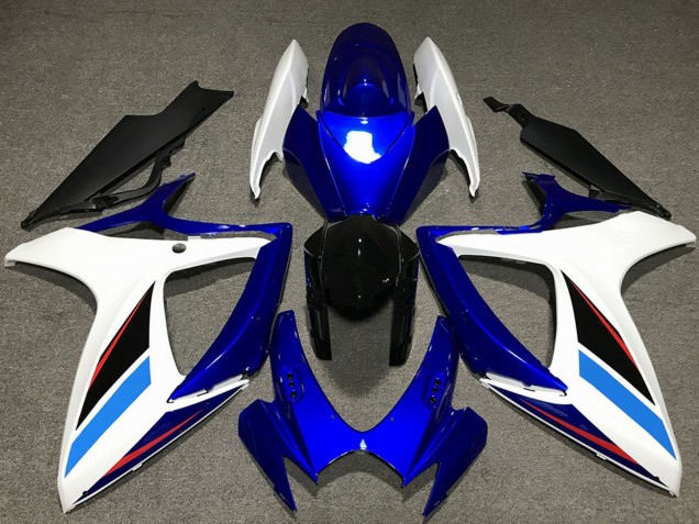 Mejores Kits Carenado Moto Suzuki GSXR 600 / GSXR 750 2006-2007 - Blanco Azul Negro Brillante