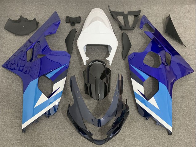 Mejores Carenado Moto Suzuki GSXR 600 / GSXR 750 2004-2005 - Blanco Azul Negro