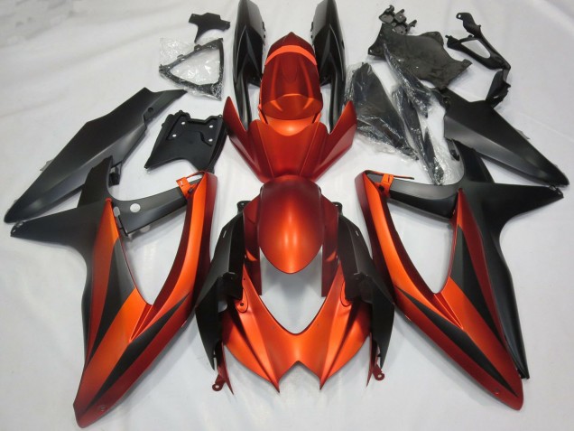 Mejores Carenados Moto Suzuki GSXR 600 / GSXR 750 2008-2010 - Burnt Naranja Negro Mate