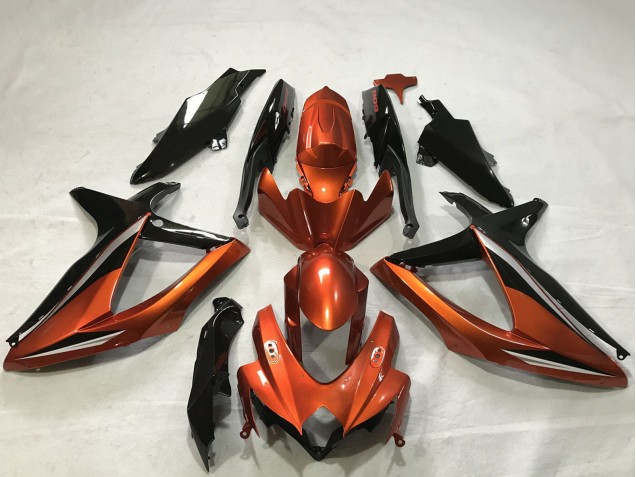 Mejores Carenados Moto Suzuki GSXR 600 / GSXR 750 2008-2010 - Burnt Naranja Negro Brillante