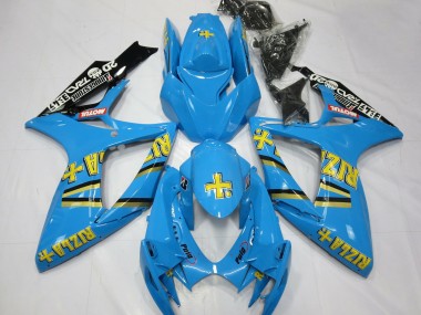 Mejores Carenados Moto Suzuki GSXR 600 / GSXR 750 2006-2007 - Azul Claro Negro Amarillo Rizla