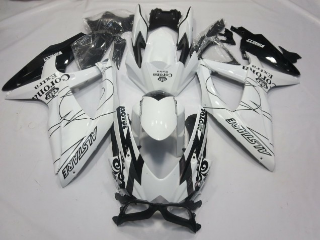 Mejores Carenados Moto Suzuki GSXR 600 / GSXR 750 2008-2010 - Blanco Negro Alstare Corona Motul