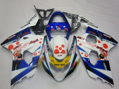 Mejores Carenados Moto Suzuki GSXR 600 / GSXR 750 2004-2005 - Blanco Azul Rojo Amarillo Negro Dark Dog