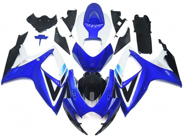 Mejores Kits Carenado Moto Suzuki GSXR 600 / GSXR 750 2006-2007 - Blanco Azul Negro Brillante OEM Estilo