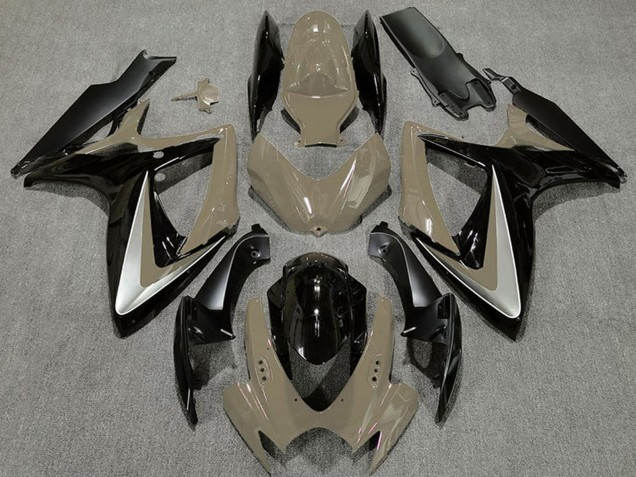 Mejores Carenados Moto Suzuki GSXR 600 / GSXR 750 2006-2007 - Bronceado del Desierto Plata Negro Brillante OEM Estilo