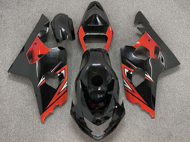 Mejores Carenados Moto Suzuki GSXR 600 / GSXR 750 2004-2005 - Negro Brillante Rojo