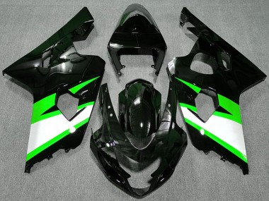 Mejores Carenados Moto Suzuki GSXR 600 / GSXR 750 2004-2005 - Negro Brillante Verde Blanco