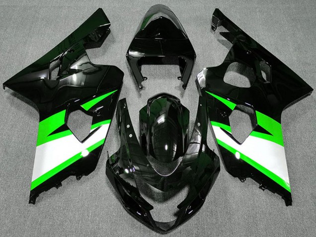 Mejores Carenados Moto Suzuki GSXR 600 / GSXR 750 2004-2005 - Negro Brillante Verde Blanco