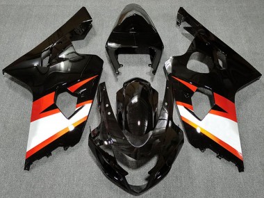 Mejores Carenados Moto Suzuki GSXR 600 / GSXR 750 2004-2005 - Negro Brillante Naranja Blanco