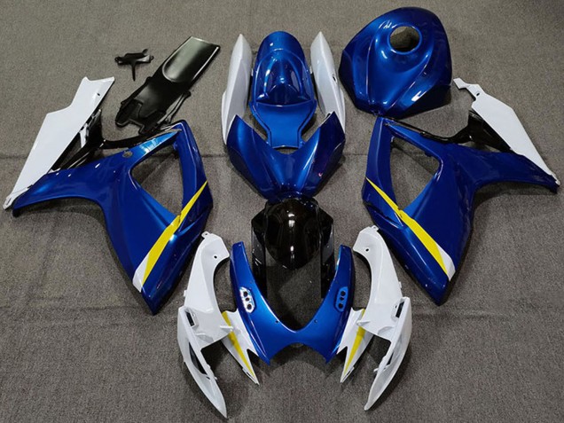 Mejores Carenados Moto Suzuki GSXR 600 / GSXR 750 2006-2007 - Blanco Azul Amarillo Negro