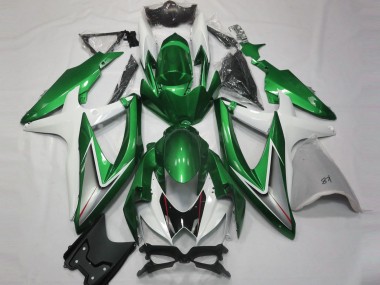Mejores Carenados Moto Suzuki GSXR 600 / GSXR 750 2008-2010 - Blanco Verde Plata Negro Brillante