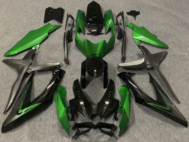Mejores Carenados Moto Suzuki GSXR 600 / GSXR 750 2008-2010 - Verde Gris Negro Brillante