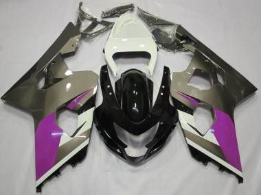 Mejores Carenados Moto Suzuki GSXR 600 / GSXR 750 2004-2005 - Blanco Rosa Gris Negro Brillante