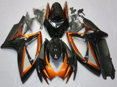 Mejores Carenados Moto Suzuki GSXR 600 / GSXR 750 2006-2007 - Naranja Negro Brillante Negro Mate