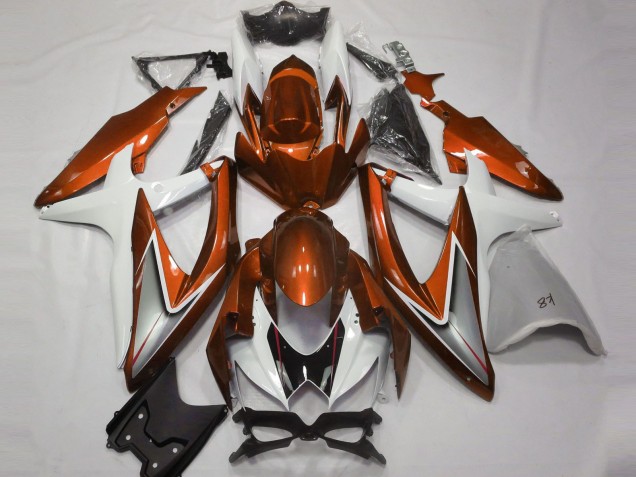 Mejores Carenados Moto Suzuki GSXR 600 / GSXR 750 2008-2010 - Blanco Naranja Plata Negro