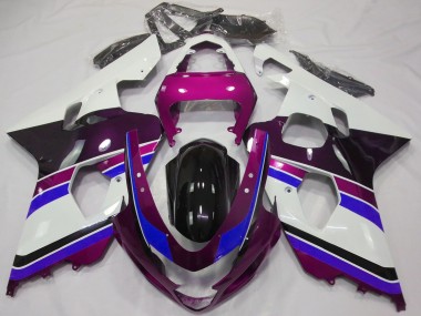 Mejores Carenados Moto Suzuki GSXR 600 / GSXR 750 2004-2005 - Blanco Rosa Azul Negro Brillante