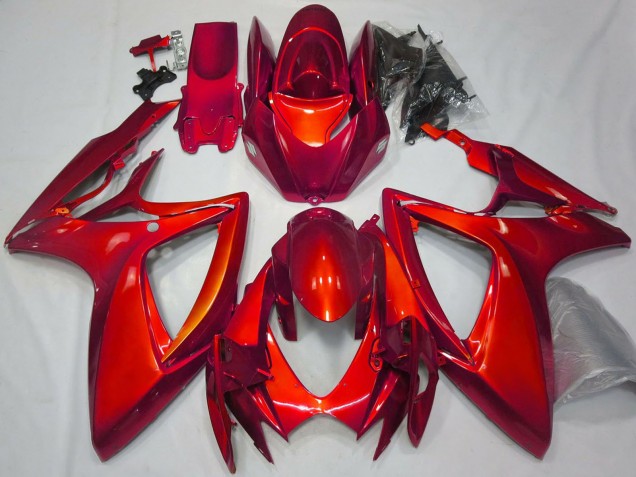 Mejores Carenados Moto Suzuki GSXR 600 / GSXR 750 2006-2007 - Rojo Brillante Plain
