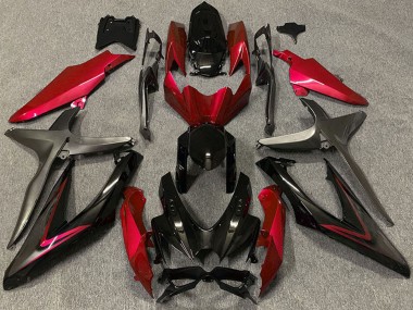 Mejores Carenados Moto Suzuki GSXR 600 / GSXR 750 2008-2010 - Rojo Negro Brillante Negro Mate
