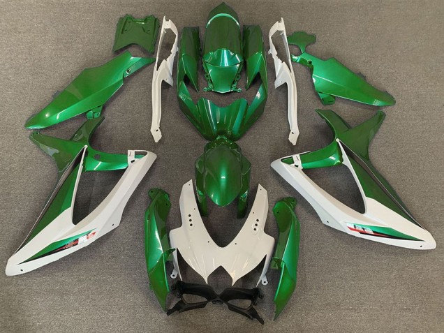 Mejores Carenados Moto Suzuki GSXR 600 / GSXR 750 2008-2010 - Blanco Verde OEM Estilo